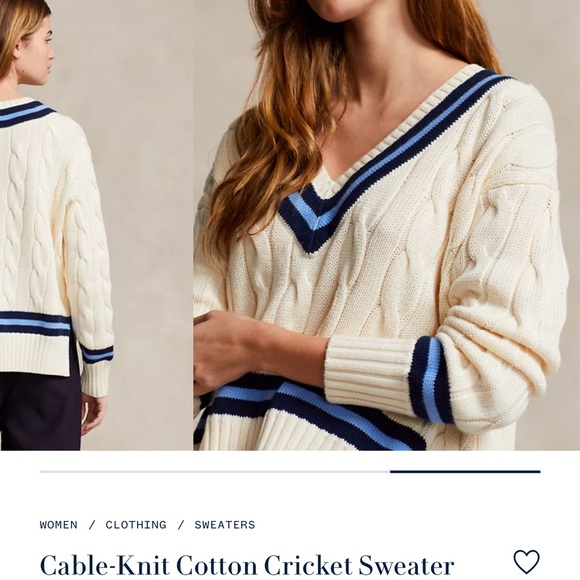 Polo by Ralph Lauren Cable-Knit Cotton Cricket Sweater - Cream - Picture 2 of 2